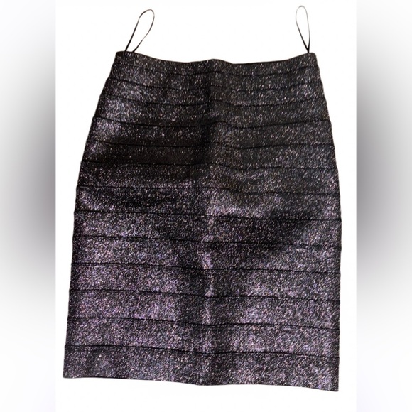 REISS Metallic silver Elastic high waisted bandage skirt Sz 6 - Picture 1 of 14